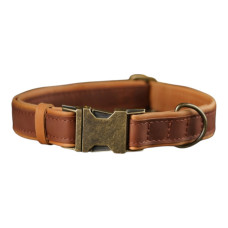 Ошейник для собак кожаный BronzeDog подклеенный Коньяк XS 20-28 см