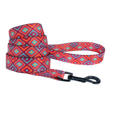 Поводок для собак нейлоновый Bronzedog Urban принт Гуцульский 152 см, Красный XS 1 см