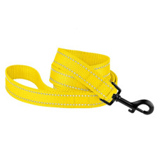 Поводок нейлоновый для собак Bronzedog Active, желтый со светоотражением, 152 см M 2 см