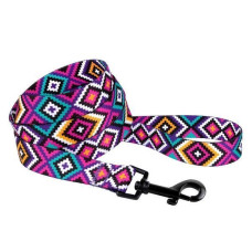 Поводок для собак нейлоновый Bronzedog Urban принт Гуцульский 152 см, Фиолетовый XS 1 см