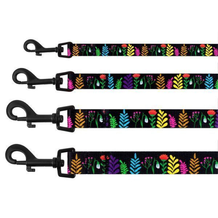 Повідець для собак Urban Квіти нейлоновий, 152 см, Чорний M 2 см