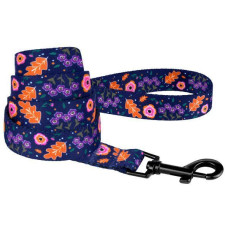 Поводок для собак Bronzedog Urban Цветы нейлоновый, 152 см, Синий XS 1 см