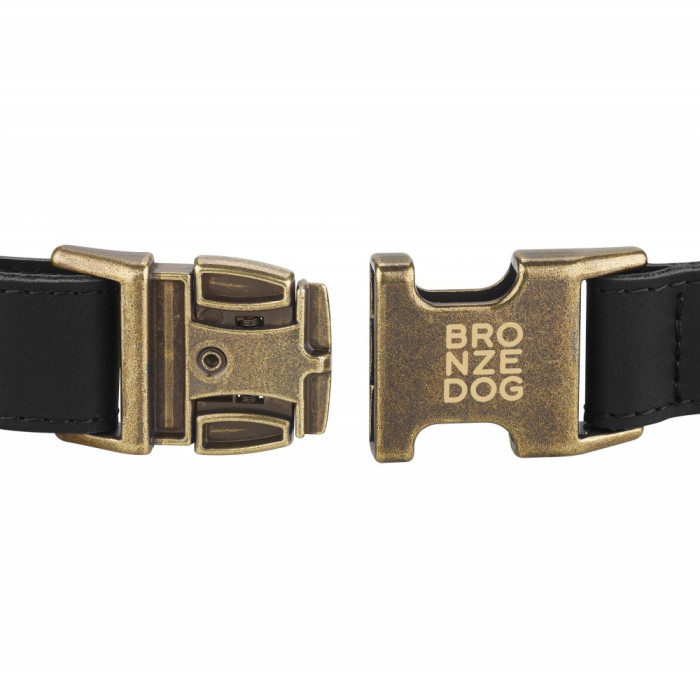 Ошейник для собак кожаный Antiq Черный XL 43-66см