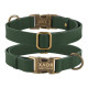 Ошейник для собак кожаный BronzeDog Antiq зеленый, S, 28-33 см