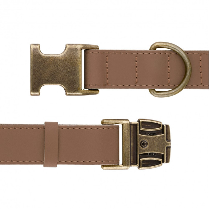 Ошейник для собак кожаный Antiq бежевый XL, 43-66 см