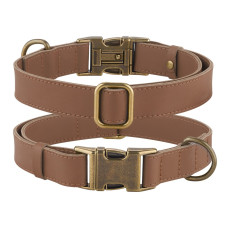 Ошейник для собак кожаный BronzeDog Antiq бежевый S, 28-33 см