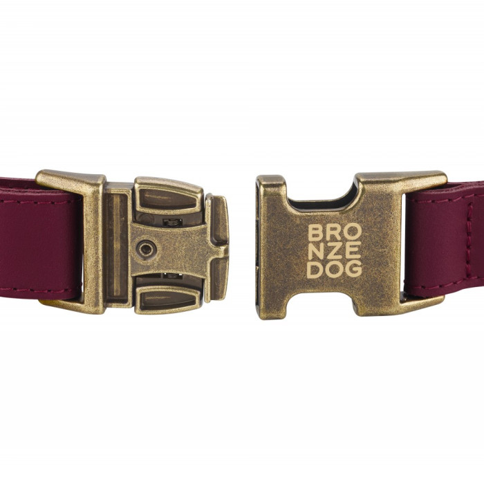 Ошейник для собак кожаный Antiq Бордовый S 25-33см