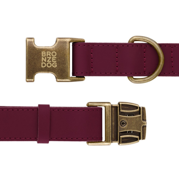 Ошейник для собак кожаный Antiq Бордовый S 25-33см