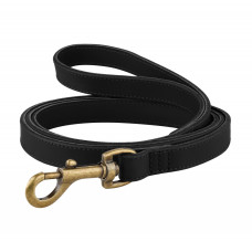 Поводок для собак кожаный BronzeDog Antiq Черный S 1.2см 153см