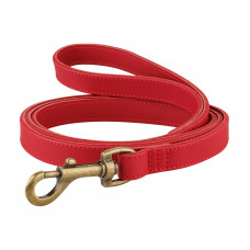 Поводок для собак кожаный BronzeDog Antiq Красный S 1.2см 153см