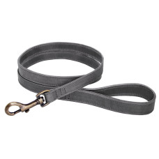 Поводок для собак кожаный BronzeDog Antiq Графит S 1.2см 153см