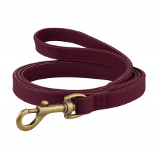 Поводок для собак кожаный BronzeDog Antiq Бордовый S 1.2см 153см