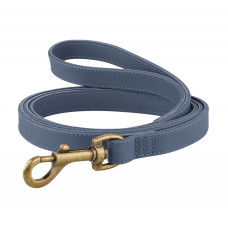 Поводок для собак кожаный BronzeDog Antiq Деним S 1.2см 153см