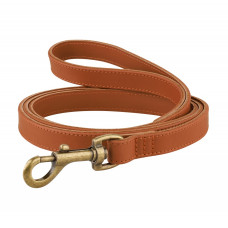 Поводок для собак кожаный BronzeDog Antiq Тауни S 1.2см 153см