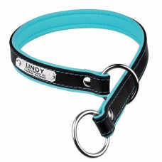 Нашийник-зашморг для собак Premium зі сталевою фурнітурою та адресником, Чорно-Блакитний