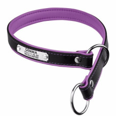 Нашийник-зашморг для собак Premium зі сталевою фурнітурою та адресником, Чорно-Фіолетовий