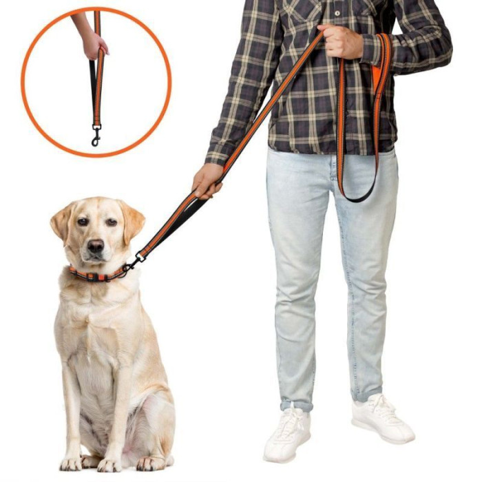 Поводок для Собак BronzeDog Mesh 2 в 1, Оранжевый 200 см S