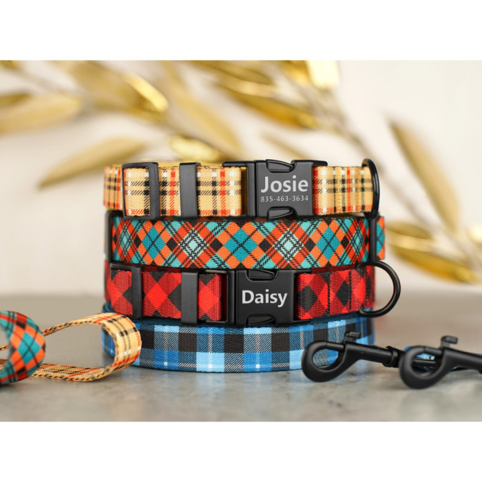 Повідець для собак Urban нейлоновий Клітинка Синій M  152 см 20 мм