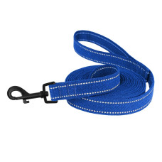 Поводок для собак Bronzedog Сotton рефлекторный х/б брезент Стандарт, Васильковый L 200 см,  2,5 см