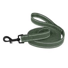 Поводок для собак Bronzedog Сotton рефлекторный х/б брезент Стандарт, Хаки L 200 см, 2,5 см