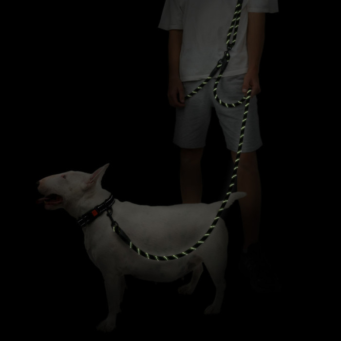 Повідець для собак світловідбивний "Вільні руки" Синій, L - 240 см / 9 см