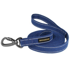 Поводок для собак Bronzedog Сotton рефлекторный х/б брезент, синий S(1) 2 м 1,6 см