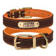 Шкіряний нашийник для собак Premium з литою латунною фурнітурою та адресником, Коричнево-Помаранчевий S 28-36 см