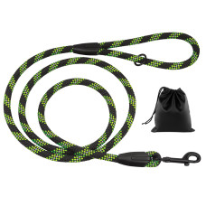 Поводок для Собак Active из Альпинистского Шнура Светоотражающий Черно-Салатовый, L – 300 см/9 мм