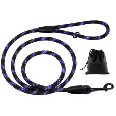 Поводок для Собак Active из Альпинистского Шнура Светоотражающий Черно-Фиолетовый, M – 300 см/7 мм