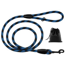 Поводок для Собак Active из Альпинистского Шнура Светоотражающий Черно-Голубой, XL – 300 см/12 мм