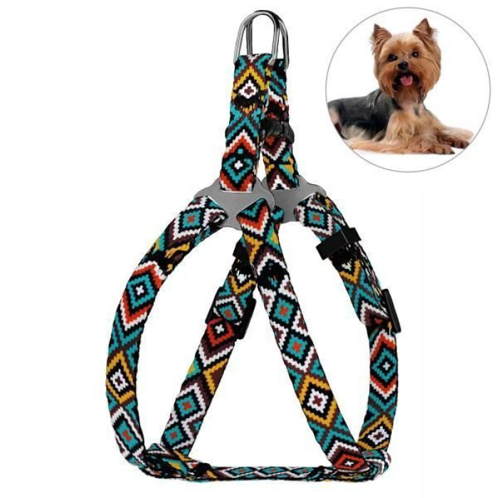 Шлея для собак нейлоновая BronzeDog Urban Гуцульская, Ментол XS 33-40 см