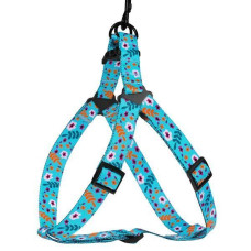 Шлея для собак нейлоновая BronzeDog Urban Цветы, Ментол 2XS 24-30 см