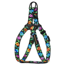 Шлея для собак BronzeDog Urban Folk нейлоновая c металлической фурнитурой, Черная 2XS 24-30 см