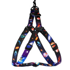 Шлея для собак BronzeDog Urban Cosmos нейлоновая, Чёрная S 40-53 см