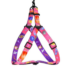 Шлея для собак BronzeDog Urban Cosmos нейлоновая, Розовая S 40-53 см