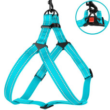 Нейлоновая шлея для собак BRONZEDOG ACTIVE, голубая со светоотражением S 40-53 см