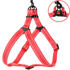 Нейлоновая шлея для собак BRONZEDOG ACTIVE, коралловая со светоотражением S 40-53 см