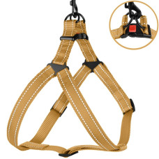 Нейлоновая шлея для собак BRONZEDOG ACTIVE, золотистая со светоотражением S 40-53 см