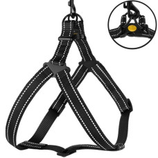 Нейлоновая шлея для собак BRONZEDOG ACTIVE, черная со светоотражением S 40-53 см