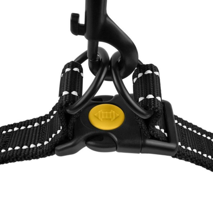 Нейлоновая шлея для собак BRONZEDOG ACTIVE, черная со светоотражением S 40-53 см