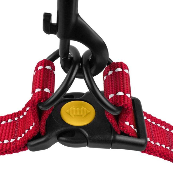 Нейлоновая шлея для собак BRONZEDOG ACTIVE, красная со светоотражением S 40-53 см