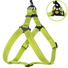 Нейлоновая шлея для собак BRONZEDOG ACTIVE, салатовая со светоотражением S 40-53 см