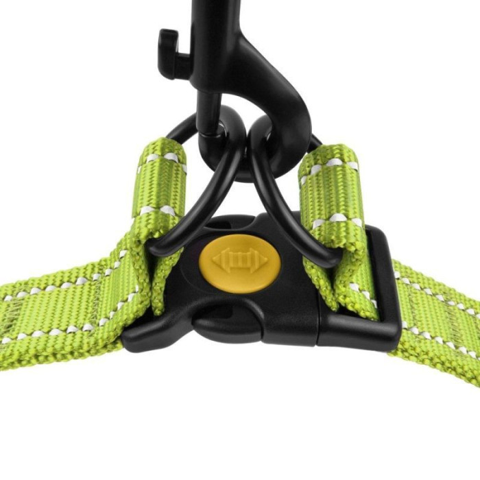 Нейлоновая шлея для собак BRONZEDOG ACTIVE, салатовая со светоотражением S 40-53 см