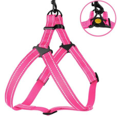 Нейлоновая шлея для собак BRONZEDOG ACTIVE, розовый со светоотражением S 40-53 см