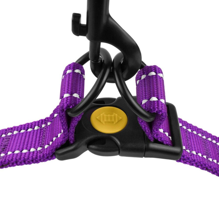 Нейлоновая шлея для собак BRONZEDOG ACTIVE, фиолетовая со светоотражением S 40-53 см