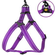 Нейлоновая шлея для собак BRONZEDOG ACTIVE, фиолетовая со светоотражением S 40-53 см