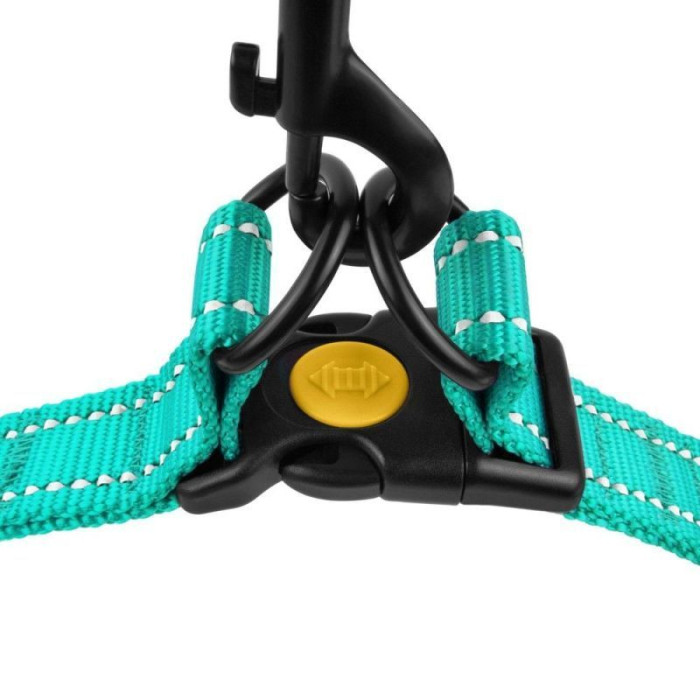 Нейлоновая шлея для собак BRONZEDOG ACTIVE, ментоловая со светоотражением S 40-53 см