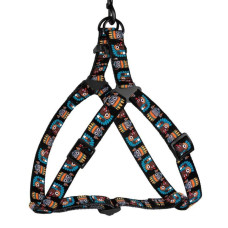 Шлея для собак нейлоновая BronzeDog Urban Маски, Ромбы S 40-53 см