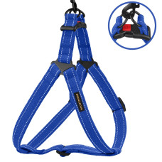 Шлея для Собак BronzeDog Сotton Стандарт Рефлекторная х/б Брезент Васильковая M, 45-56 см