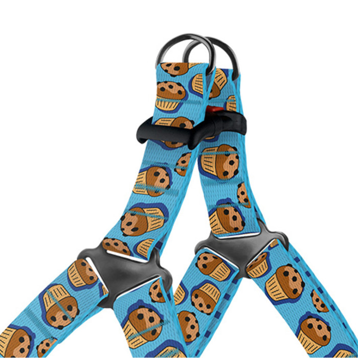 Шлея для собак BronzeDog Urban Fruits нейлоновая Кексы, M 45-56 см